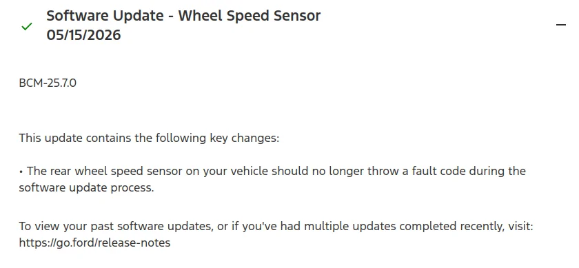 Ford Ranger Brake system warning after software update. fordupdat