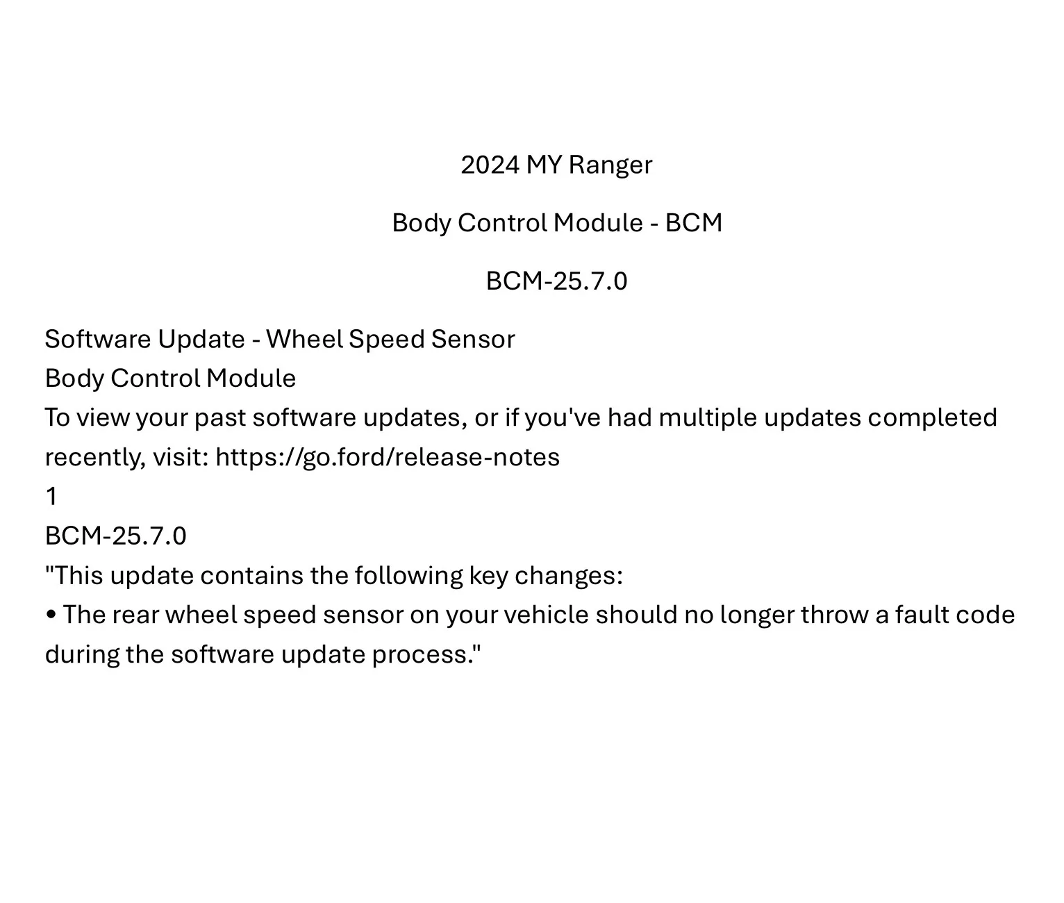 Ford Ranger Brake system warning after software update. IMG_0337