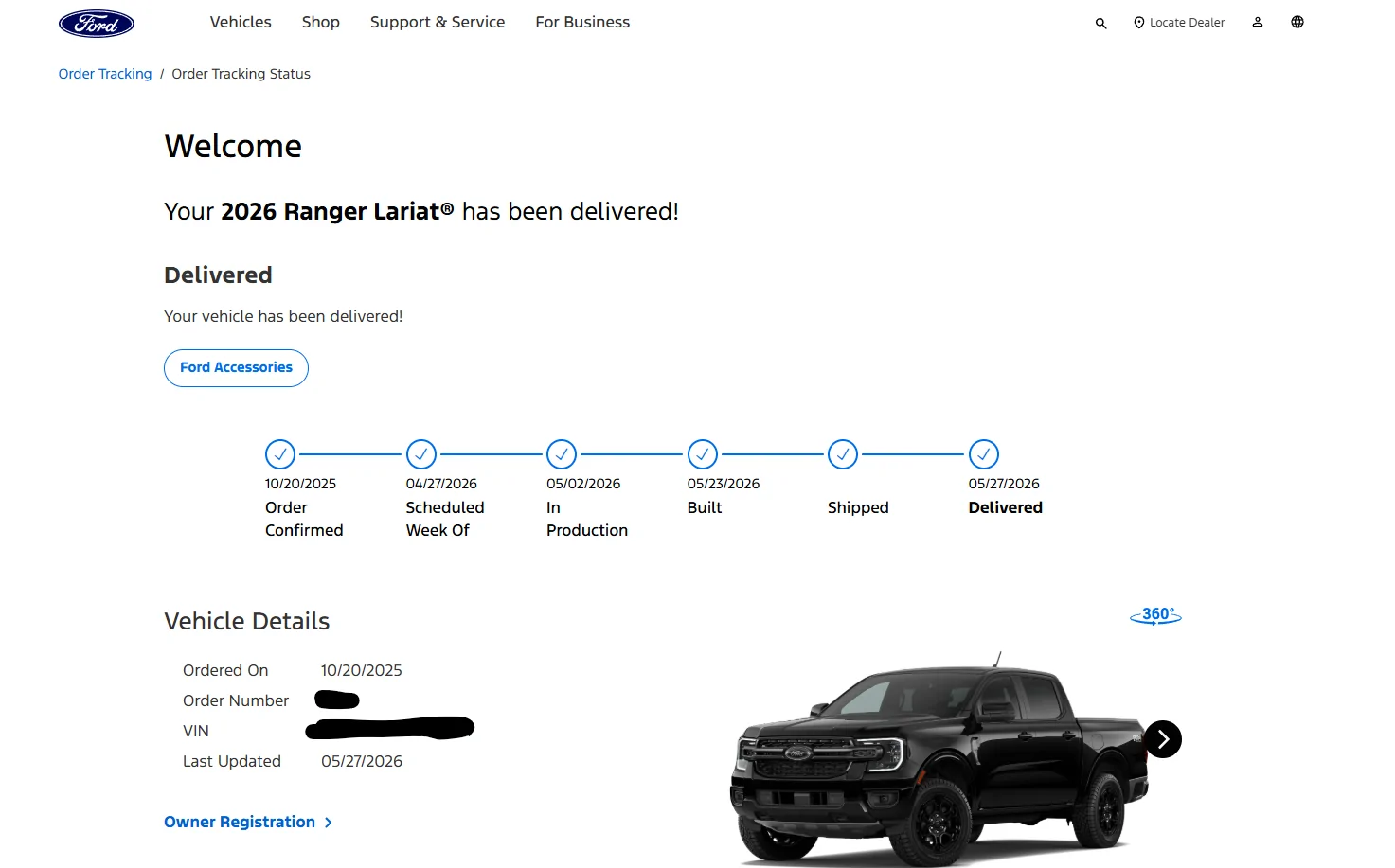 Ford Ranger 2026 Ranger with power moonroof build date confirmation Screenshot 2026-05-27 200438