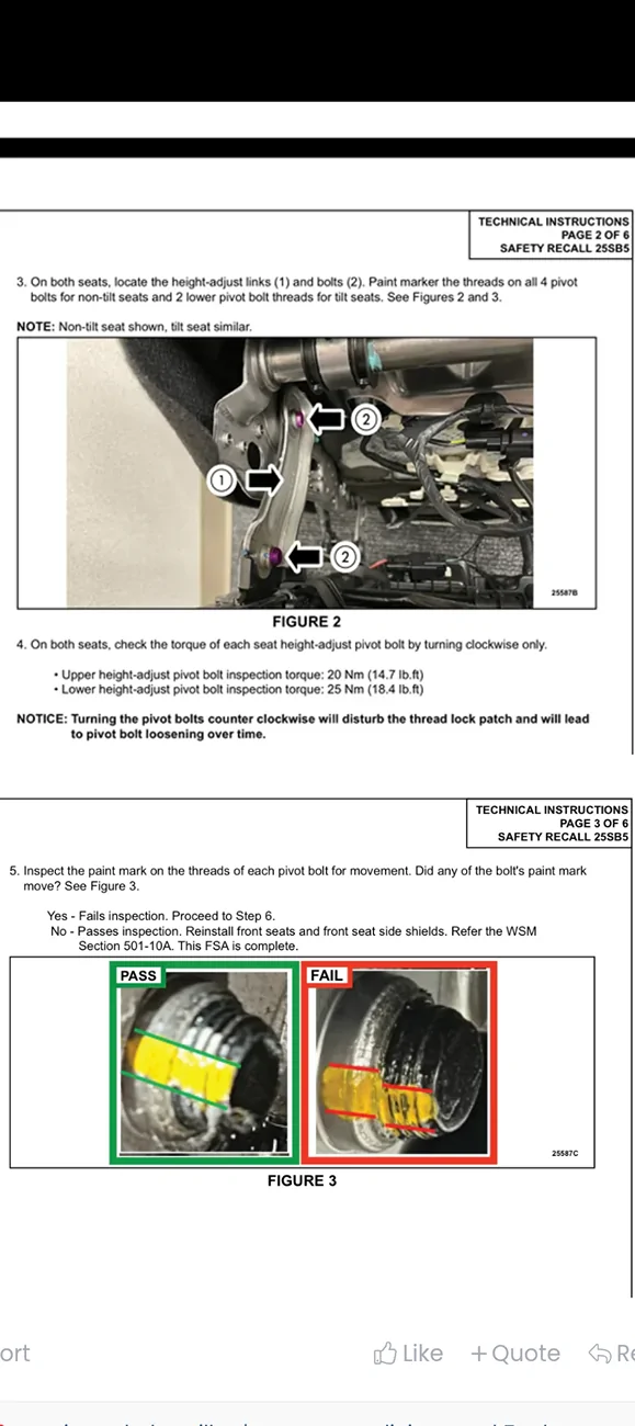 Ford Ranger Ford Recall 26S30 -- Loose Front Seat Bolts in 2024-2026 Ranger Screenshot_20260531-092813
