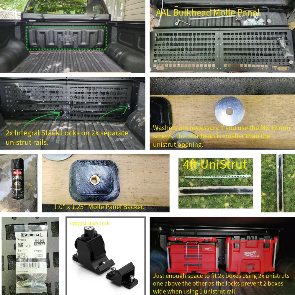 Ford Ranger Locked Removable Packout Bed Storage Solution Install Packout Unistrut Stack Lock Molle Panel Install 