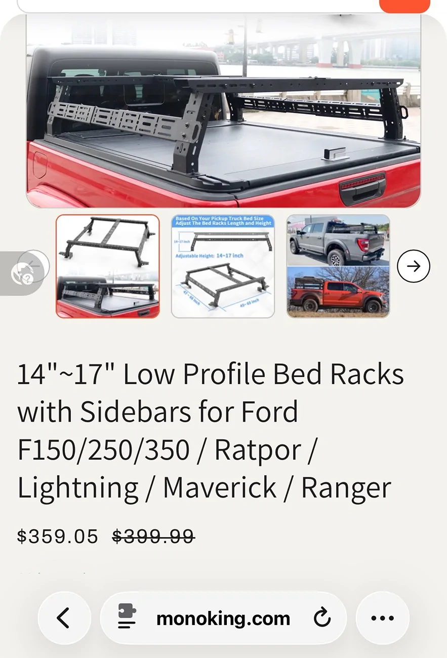 Ford Ranger Monoking overlanding bed rack installed IMG_3221