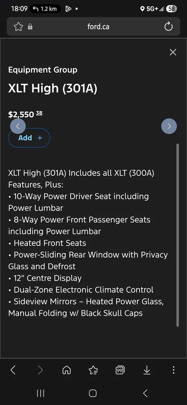 Ford Ranger 2026 XLT, 301A Package - Heated mirrors? Screenshot_20260611_180914_Samsung Browser