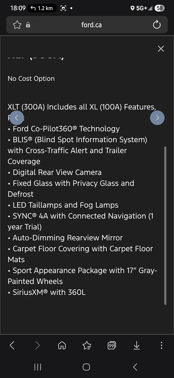 Ford Ranger 2026 XLT, 301A Package - Heated mirrors? Screenshot_20260611_180931_Samsung Browser