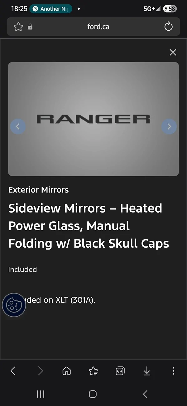 Ford Ranger 2026 XLT, 301A Package - Heated mirrors? Screenshot_20260611_182516_Samsung Browser