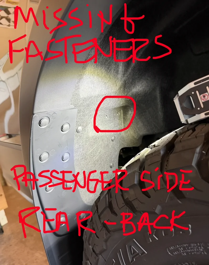 Ford Ranger Ranger Raptor May 2026 Build - Both Missing & Steel Pop Rivet Wheel Well Liner Fasteners Screenshot 2026-06-17 at 2.54.46 PM