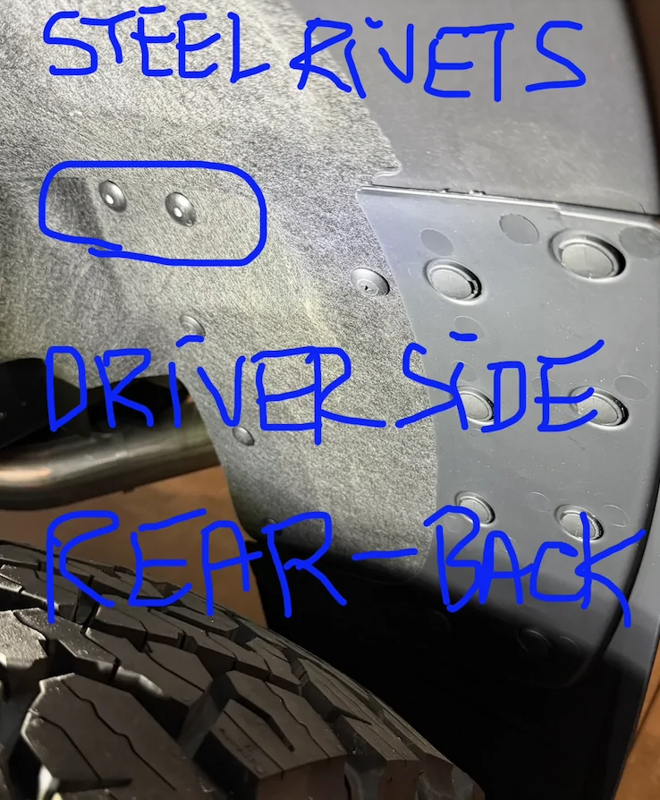 Ford Ranger Ranger Raptor May 2026 Build - Both Missing & Steel Pop Rivet Wheel Well Liner Fasteners Screenshot 2026-06-17 at 2.56.14 PM