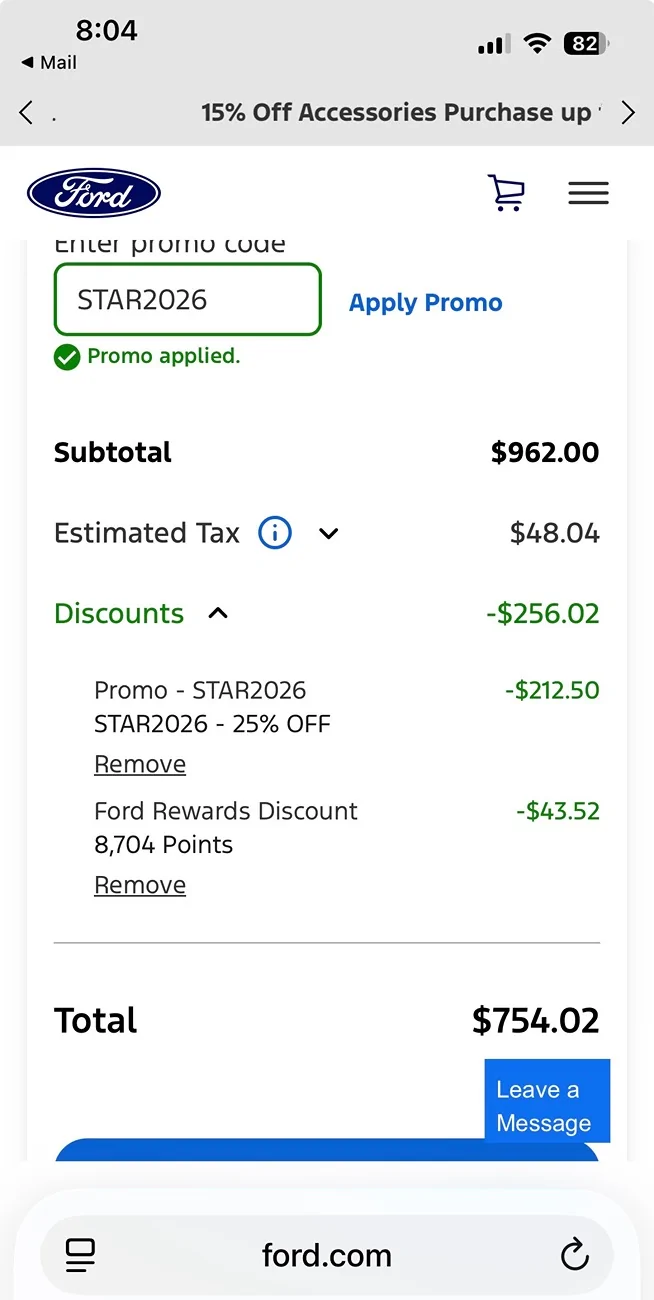 Ford Ranger Ford promo code - 25% off parts & accessories! IMG_3705