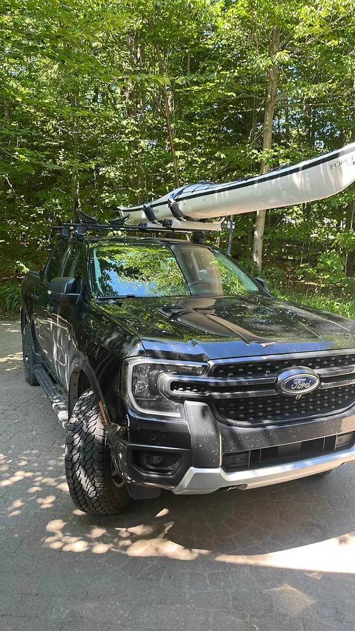 Ford Ranger 18' sea kayak transport on the roof! loaded