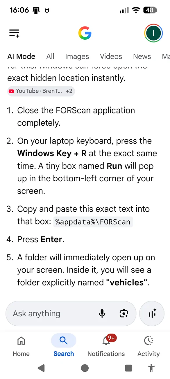Ford Ranger Forscan hidden files in windows 1000013692