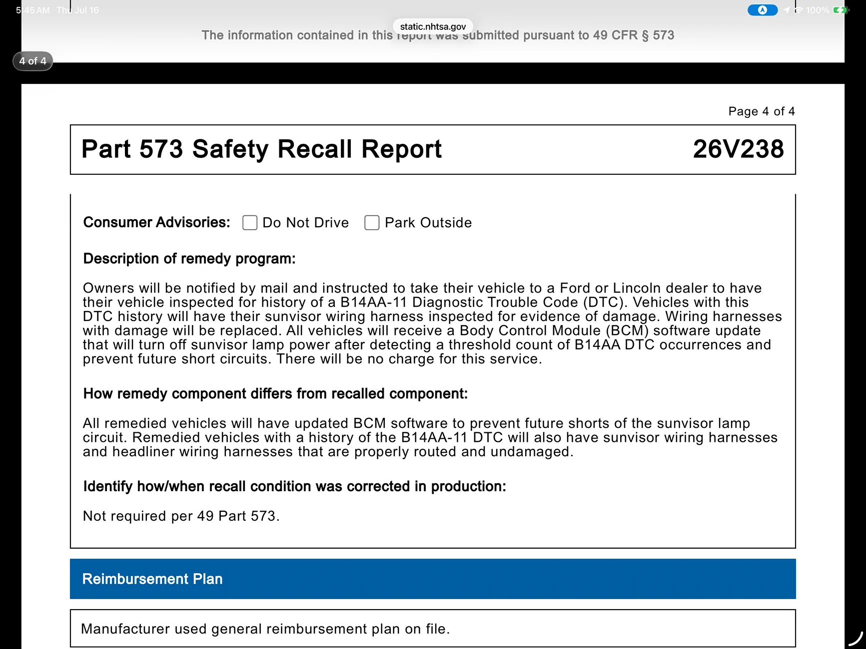 Ford Ranger A - pillar wiring recall BCM software update IMG_0575