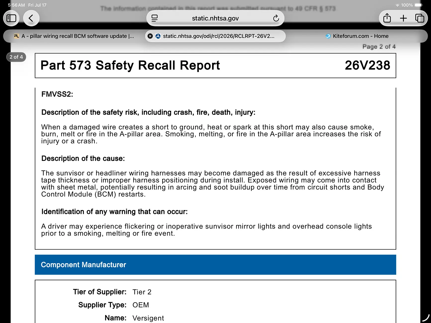 Ford Ranger A - pillar wiring recall BCM software update IMG_0580