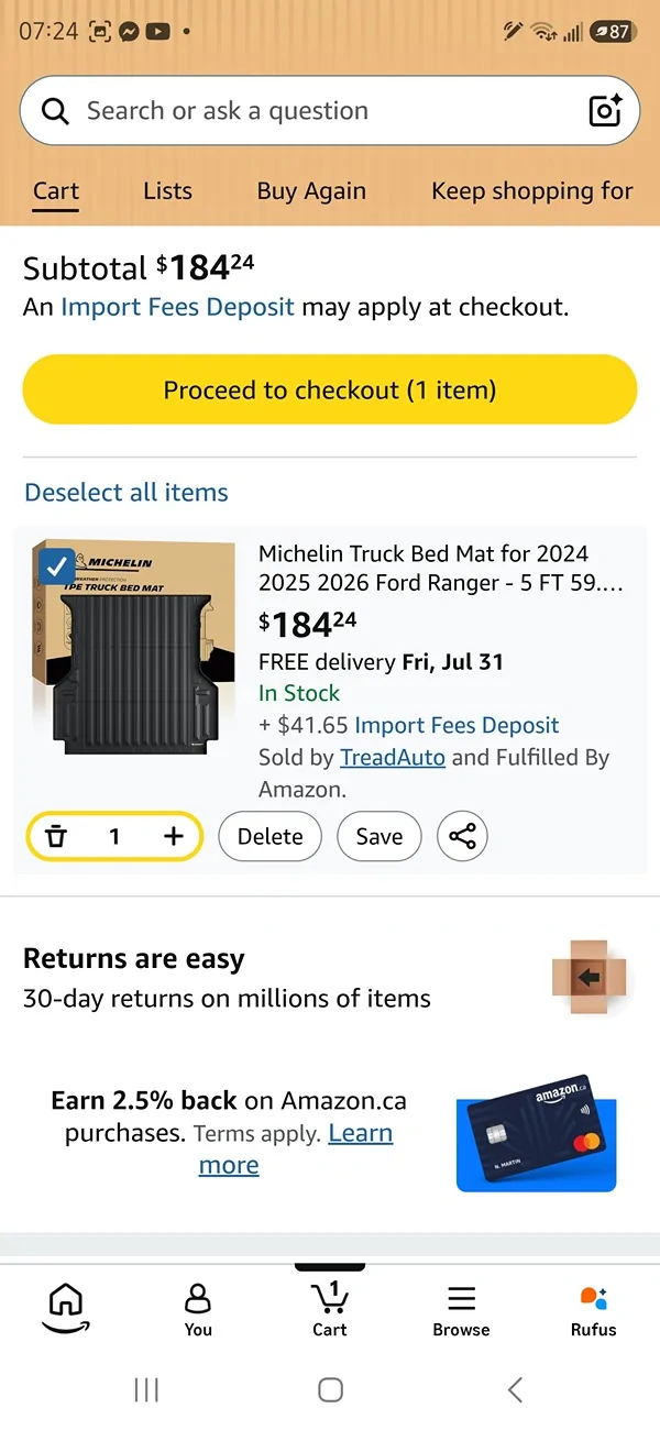 Ford Ranger Limited Time Deal Alert: Protect Your Ranger ! Screenshot_20260720_072436_Amazon Shopping