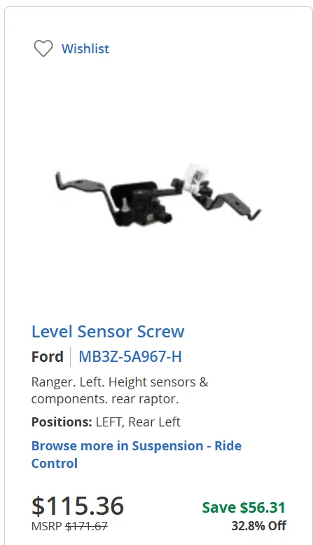 Ford Ranger Anyone replace ride height sensors on Raptors yet? Screenshot 2026-08-04 155015