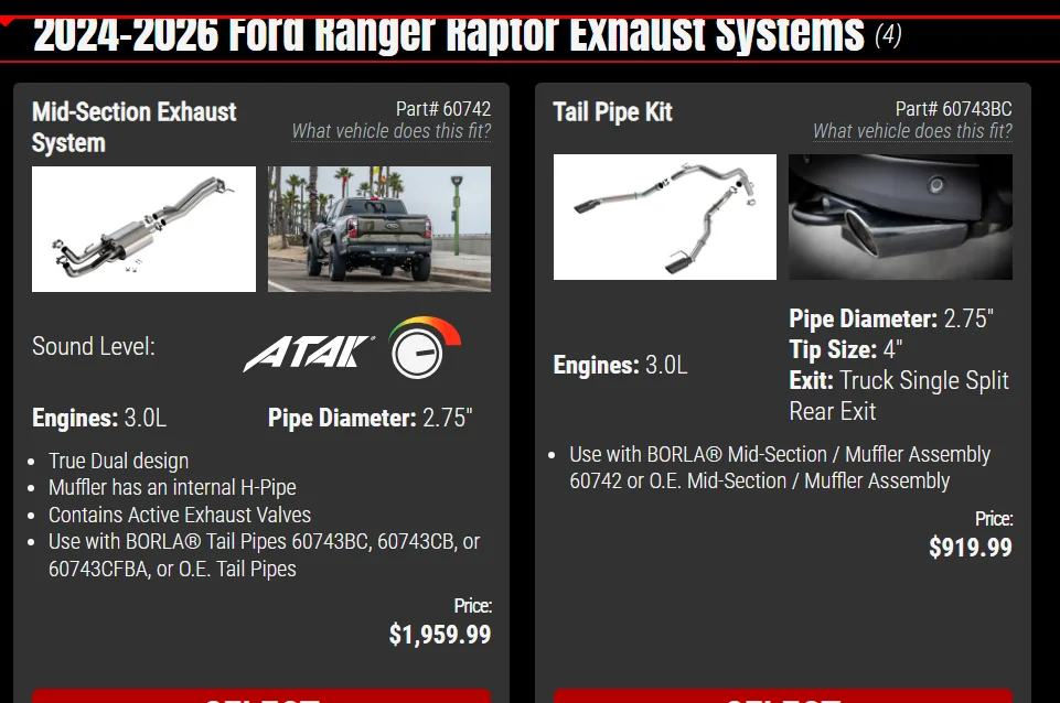 Ford Ranger Ranger Raptor Extreme Exhaust System by Borla - released by Ford Performance Parts 1785891212267-st