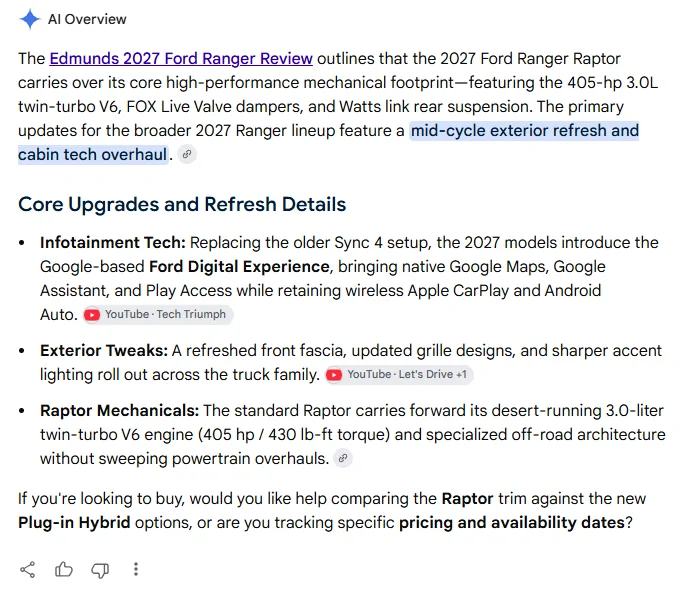 Ford Ranger Expected Changes to MY 2027 Ranger Raptor? Screenshot 2026-08-07 081649