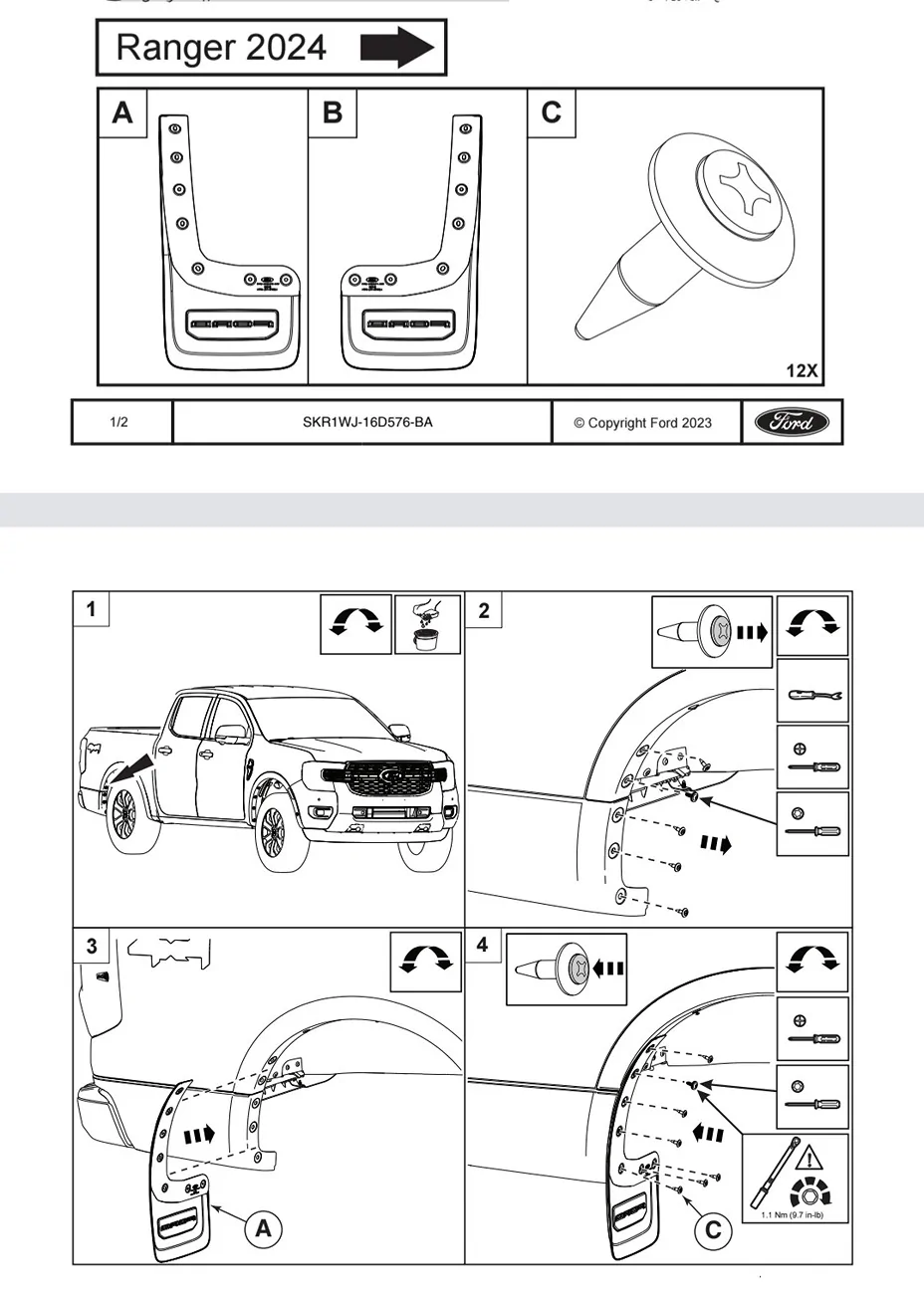 Ford Ranger Rookie Ranger Owner's Learning Log RearDirections