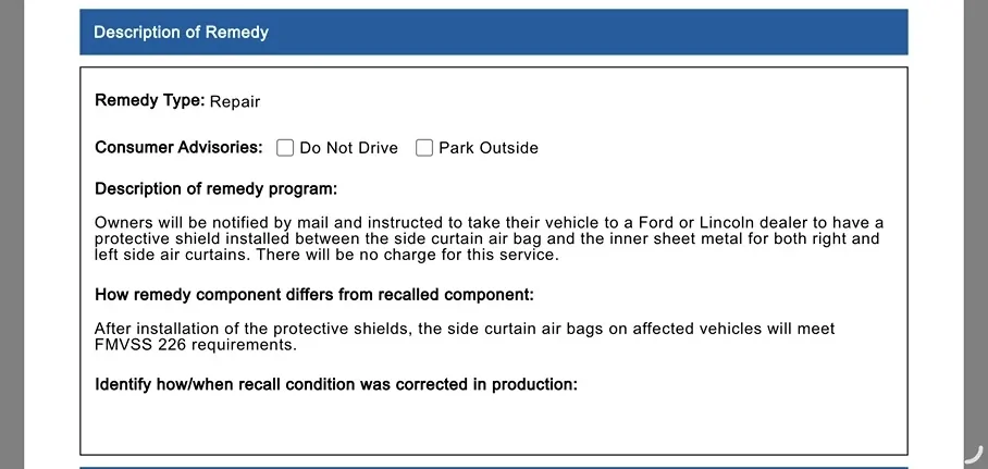 Ford Ranger Water damage to headliner after side curtain recall IMG_0683