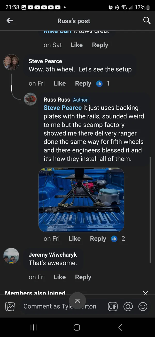 Ford Ranger Newbie looking for other Ranger owners pulling a 5th wheel trailer. Screenshot_20250421_213824_Samsung Internet