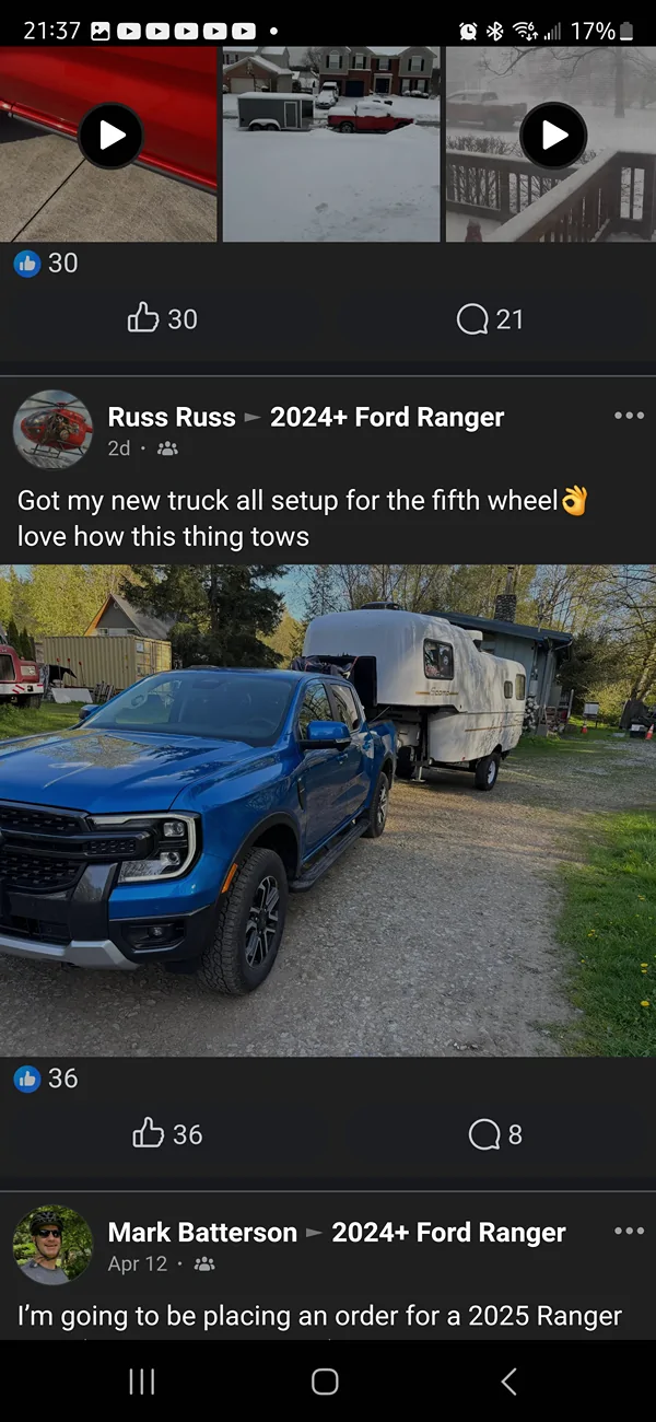 Ford Ranger Newbie looking for other Ranger owners pulling a 5th wheel trailer. Screenshot_20250421_213744_Samsung Internet