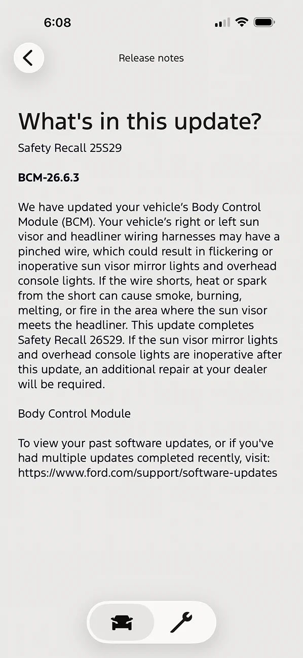 Ford Ranger Safety Recall25S29 BCM update IMG_3863