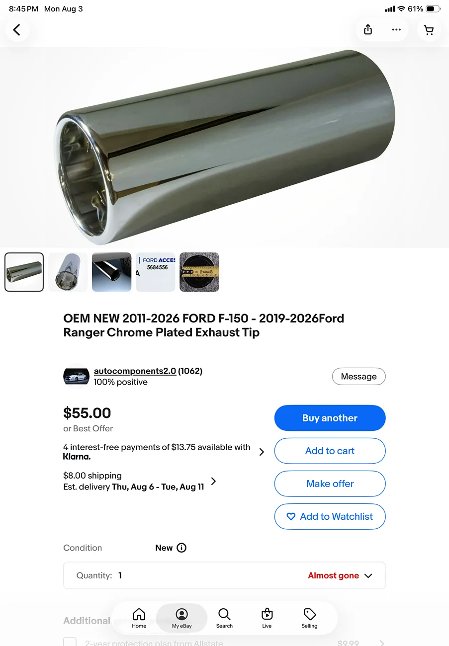 Ford Ranger Chrome package exhaust tip, I need one. IMG_0493