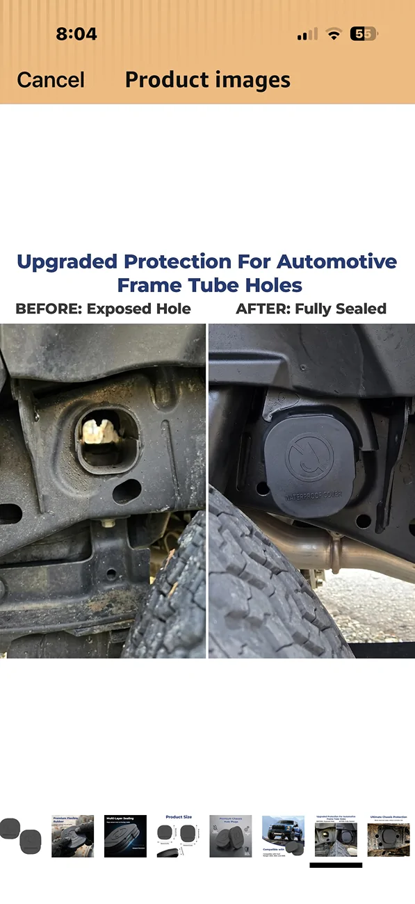 Ford Ranger Covering frame tube holes IMG_8369