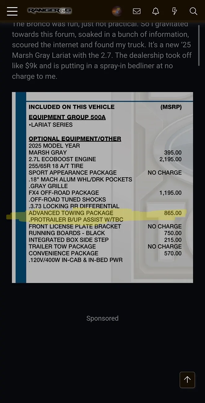 Ford Ranger I’m switching to a Ranger (from Bronco) Screenshot_20260826_071843_Samsung Browser