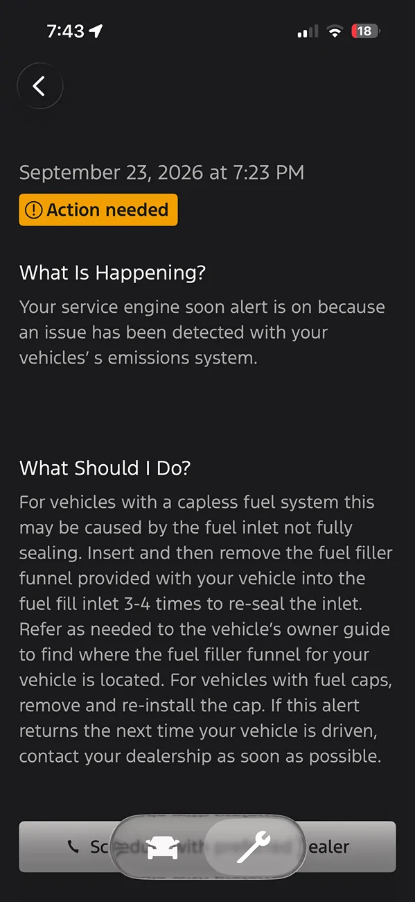 Ford Ranger Check Engine light on after Gasing IMG_4213