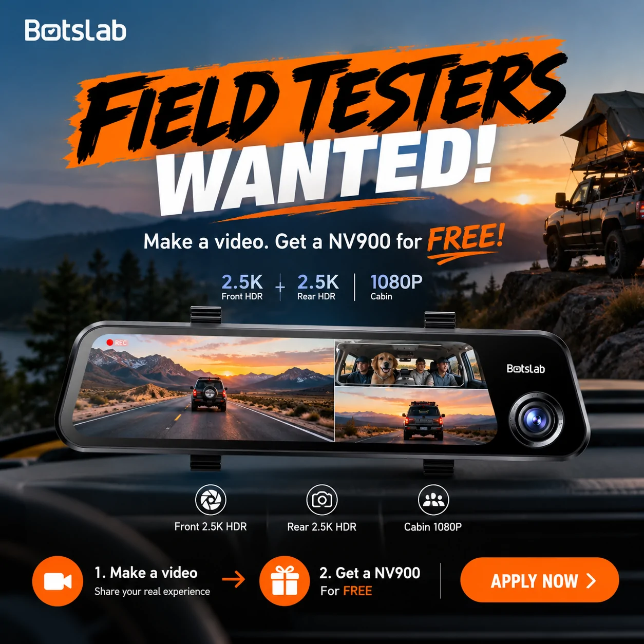 Ford Ranger Get a FREE Botslab NightVue NV900 Mirror Dash Cam! field test NV900