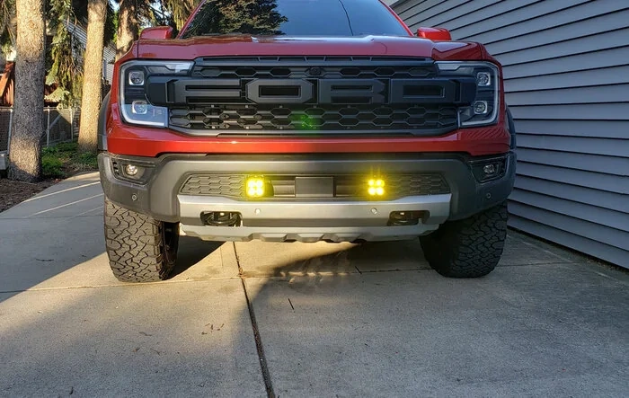 Baja Designs Squadron Pro installed in Ranger Raptor bumper
