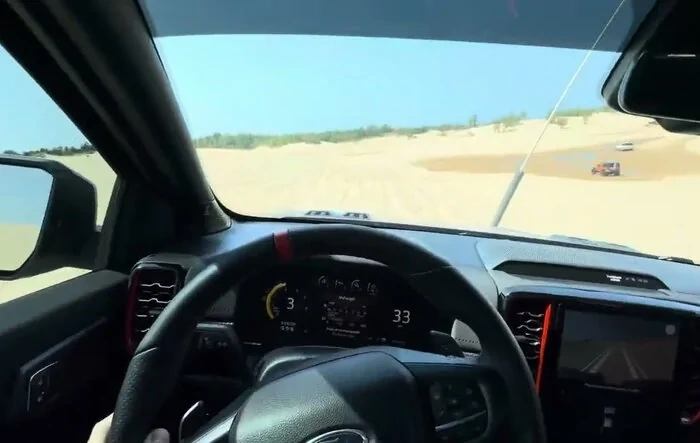 Ranger Raptor action in the Whoops at Silver Lake Sand Dunes