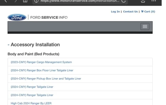 FORD ACCESSORY INSTALLATION INSTRUCTION WEBSITE