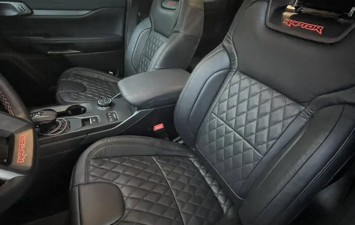 Katzkin leather seat covers installed in Ranger Raptor