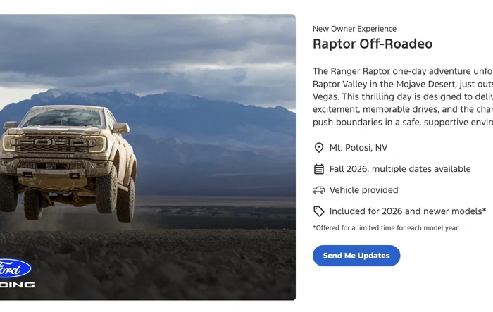 Ranger Raptor Off-Roadeo new owner experience announced (Fall 2026 @ Mt. Potosi, NV)