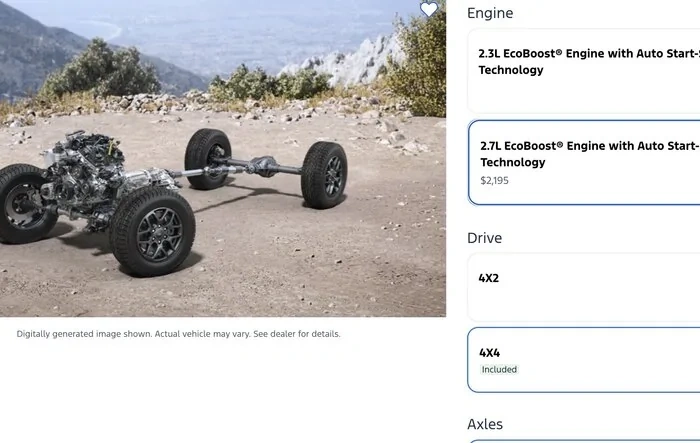 2.7 V6 Ranger now available on Build & Price site